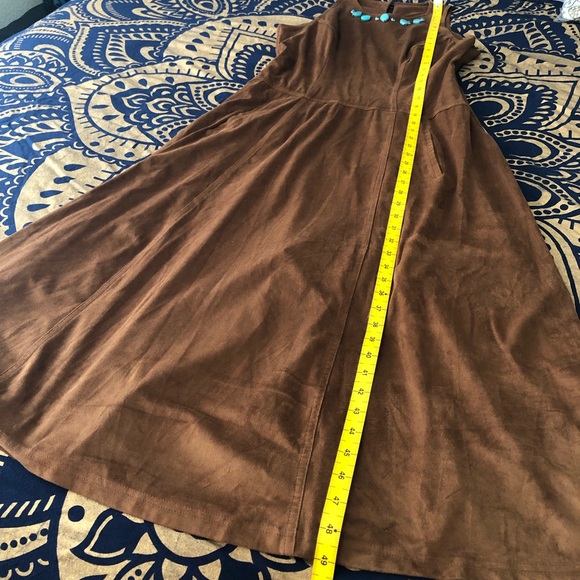 Karen Alexander Boston Proper Brown Suede Dress w/ Turquoise Stones Size 10 - Picture 12 of 14
